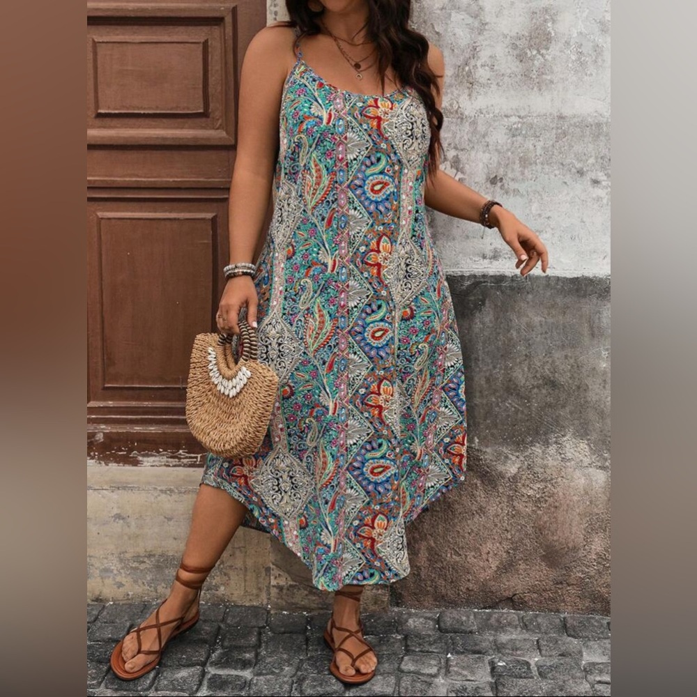 SHEIN Colorful Paisley Midi Dress